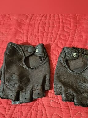 Brown Leather Fingerless Driving Gloves - Pair